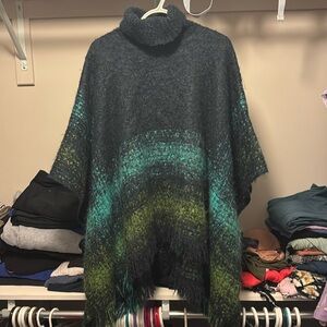 Brand New French Cashmere Throw-On Turtleneck Jacket - Navy, Green & Teal, Grey
